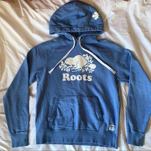 light blue Roots womens hoodie